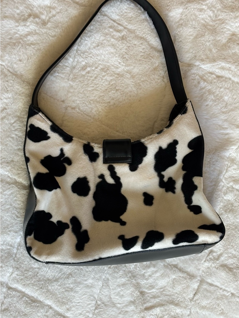 Black & White Cow Print Shoulder Bag - Women - Picture 5 of 11
